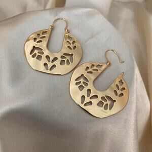 Gold Plated Statement Earrings Gold leaf flower Design Modern Boho Style